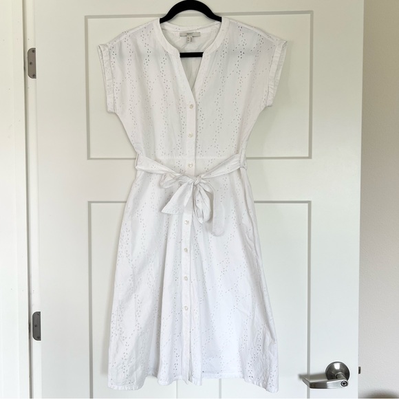 Esprit White Eyelet Midi Dress 100% Cotton Size 4 - Picture 1 of 7